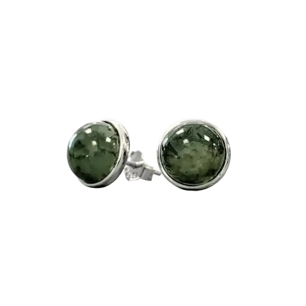 Jewelry - 925 Silver Earrings Moss Agate AA 8mm - ARABESK