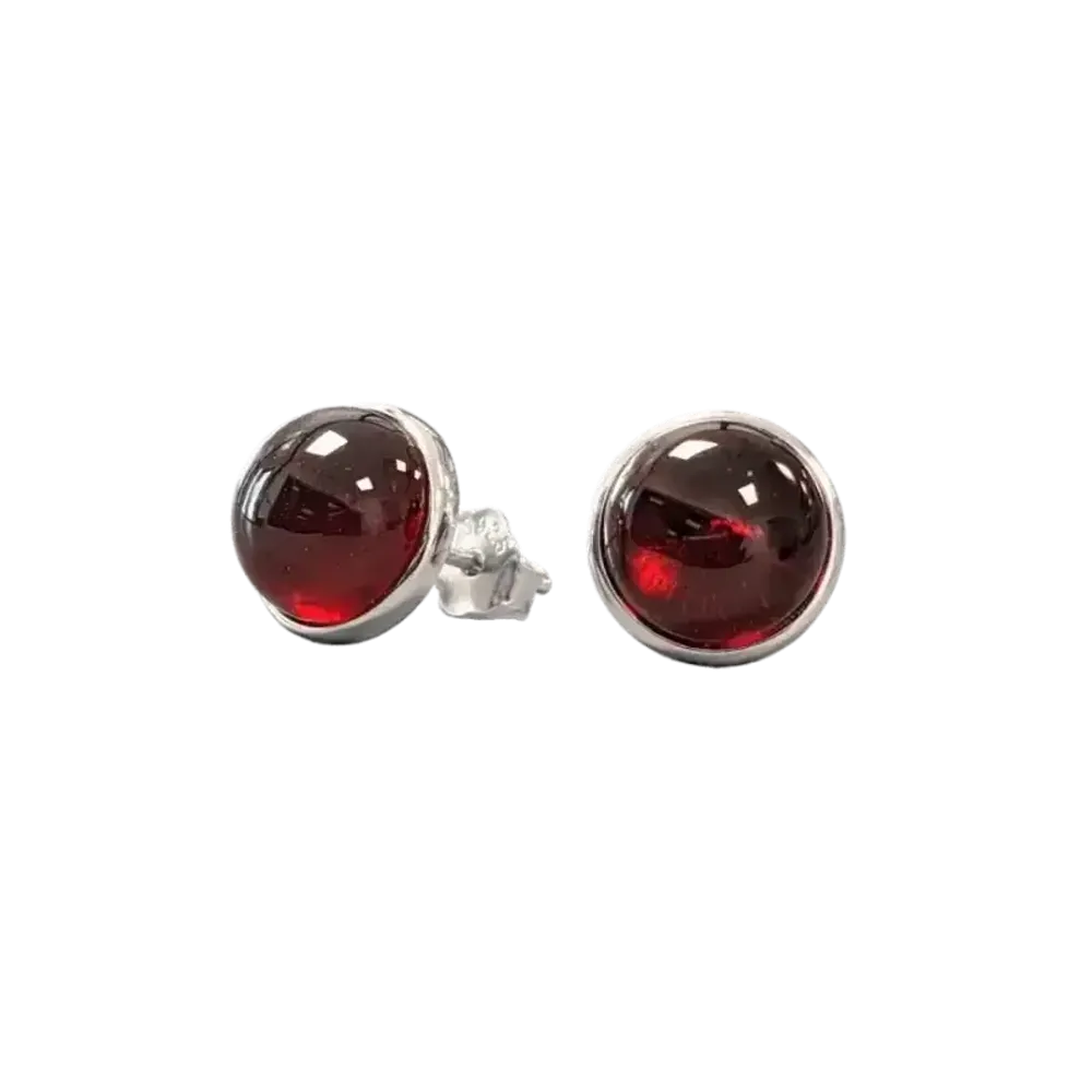 Bijoux - Boucles d'Oreilles Argent 925 Grenat Rouge AAA 8mm - ARABESK