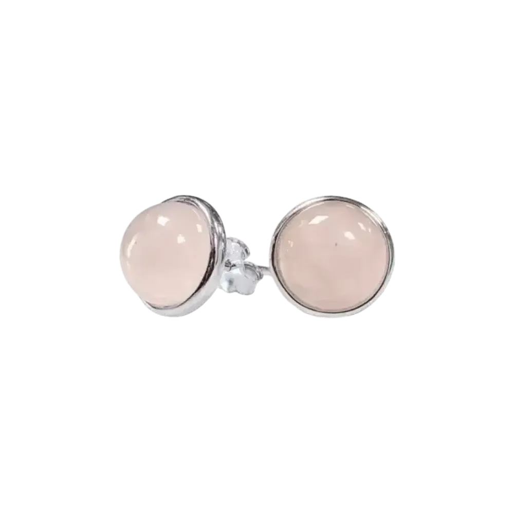 Bijoux - Boucles d'Oreilles Argent 925 Quartz Rose AA 8mm - ARABESK