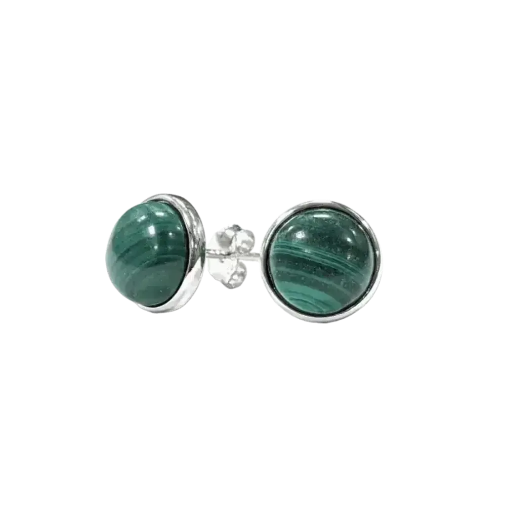 Jewelry - 925 Silver Earrings Malachite AA 8mm - ARABESK
