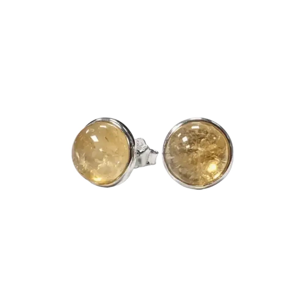 Jewelry - 925 Silver Earrings Natural Citrine AA 8mm - ARABESK