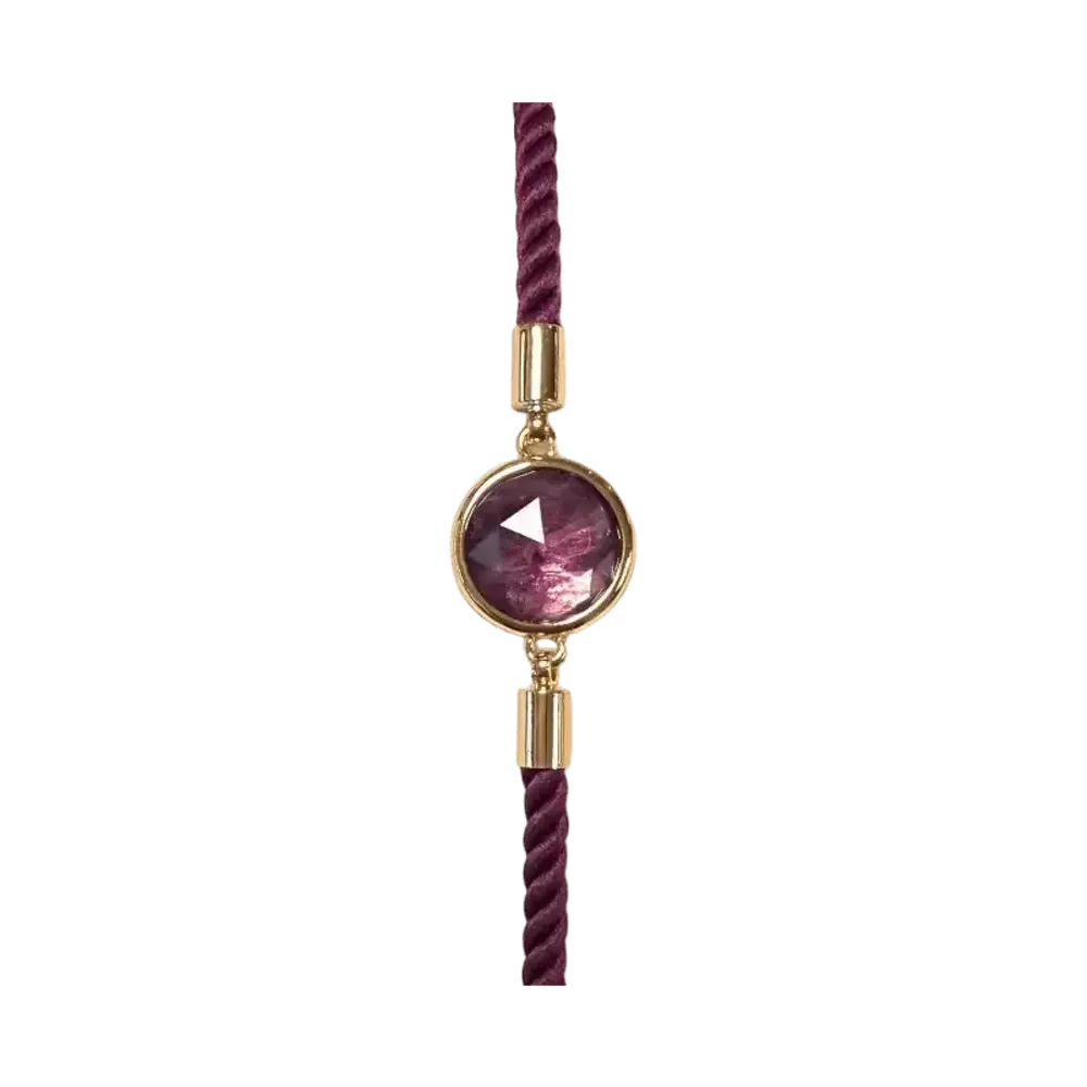 Bracelets - Faceted Round Amethyst Brass Rope Bracelet 12mm - ARABESK