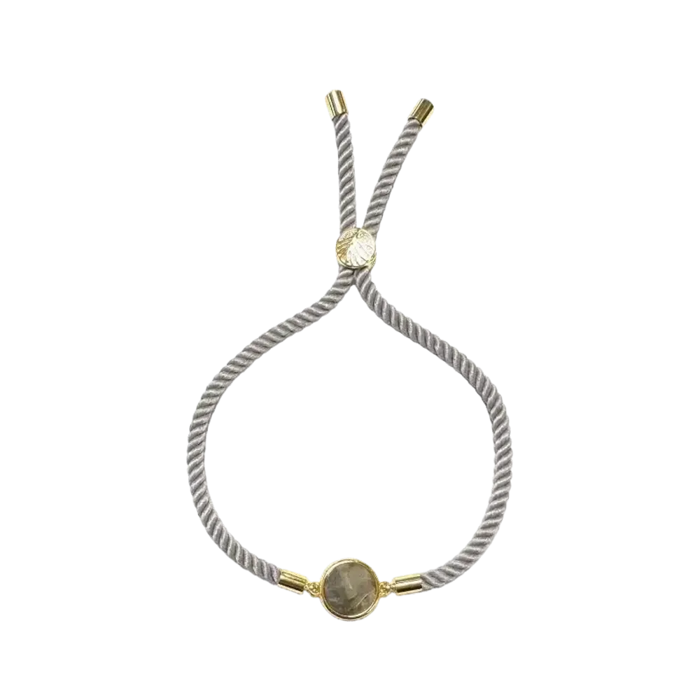 Bracelets - Round Faceted Labradorite Brass Rope Bracelet 12mm - ARABESK