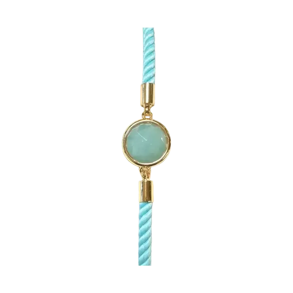 Bracelets - Bracelet Corde Laiton Amazonite Rond Facetté 12mm - ARABESK