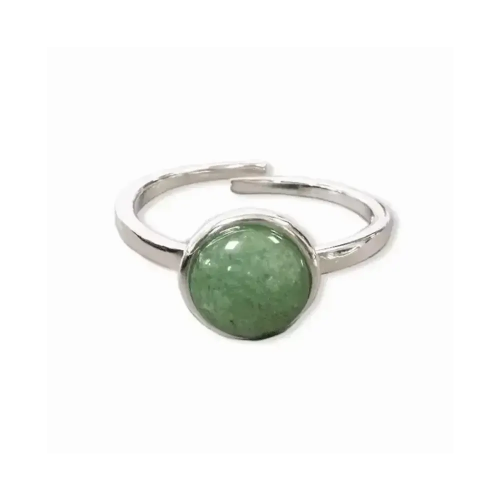 Bijoux - Bague Argent 925 Ajustable Ronde Aventurine Verte AA 8mm - ARABESK