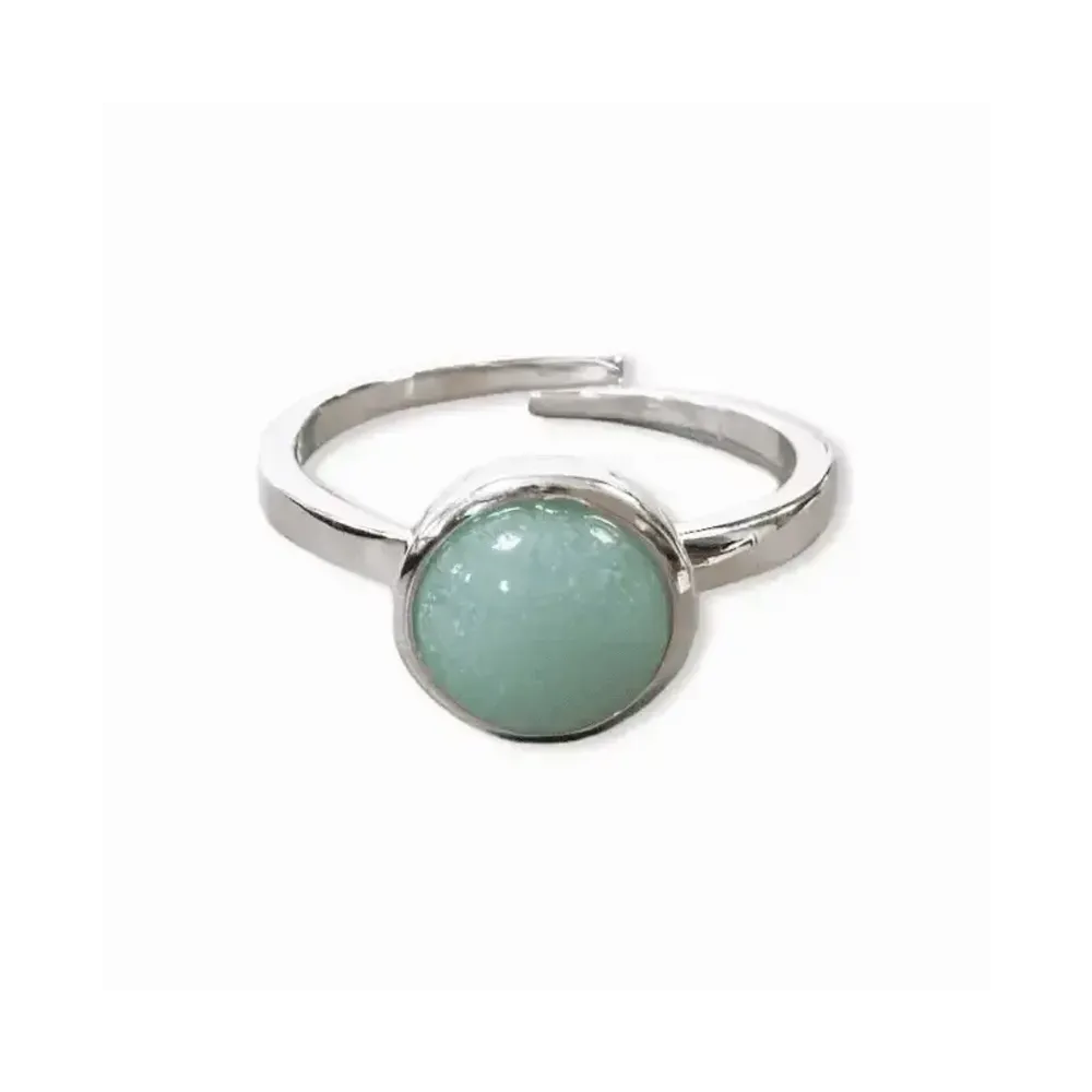 Jewelry - 925 Silver Ring Adjustable Round Amazonite AA 8mm - ARABESK