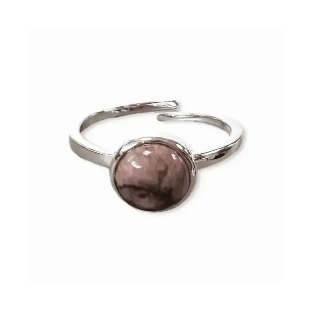 Bijoux - Bague Argent 925 Ajustable Ronde Rhodonite A 8mm - ARABESK