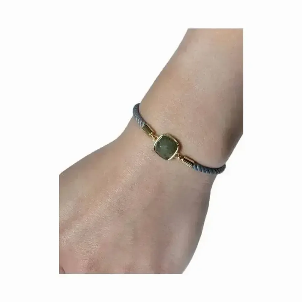 Bracelets - Bracelet Corde Laiton Labradorite Carré Facetté 11mm - ARABESK