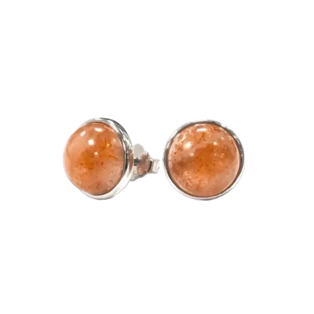Bijoux - Boucles d'Oreilles Argent 925 Pierre de Soleil AA 8mm - ARABESK
