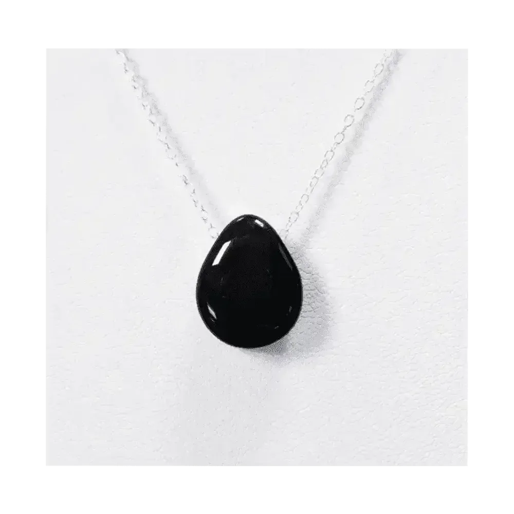 Bijoux - Colliers Argent 925 Pierre Percée Obsidienne Noire A 14mm - ARABESK