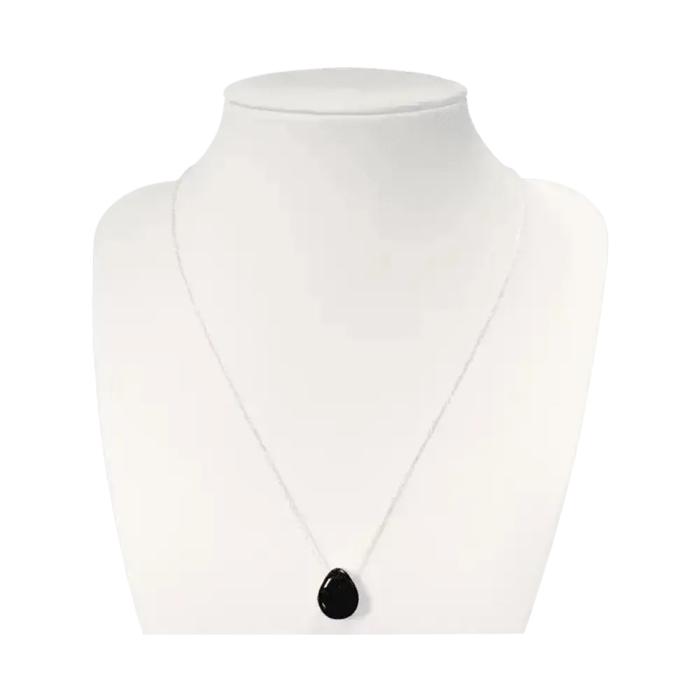 Bijoux - Colliers Argent 925 Pierre Percée Obsidienne Noire A 14mm - ARABESK