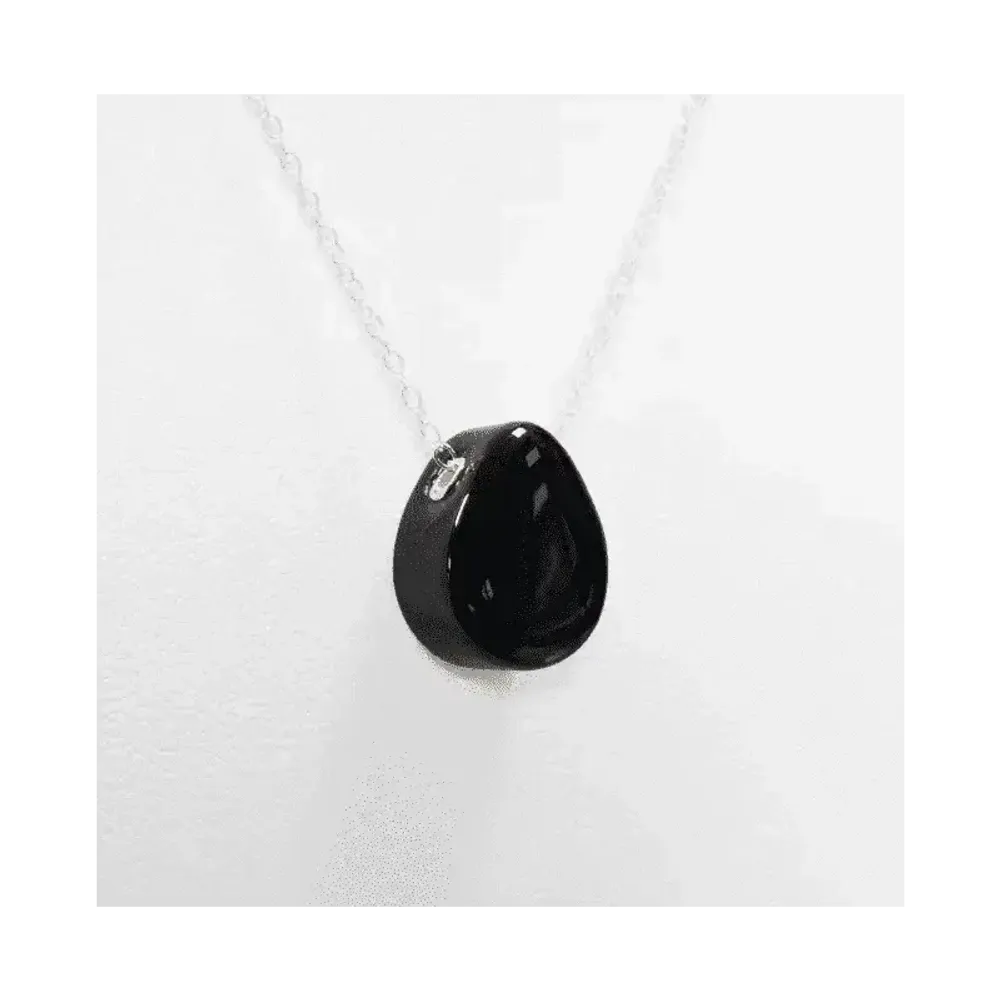 Bijoux - Colliers Argent 925 Pierre Percée Obsidienne Noire A 14mm - ARABESK