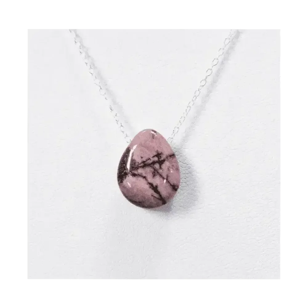 Bijoux - Colliers Argent 925 Pierre Percée Rhodonite A 14mm - ARABESK