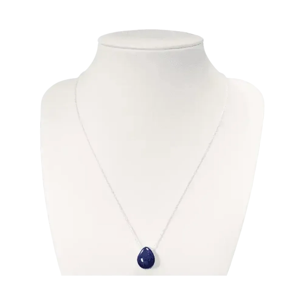 Jewelry - 925 Silver Necklaces Pierced Stone Lapis Lazuli AA 14mm - ARABESK