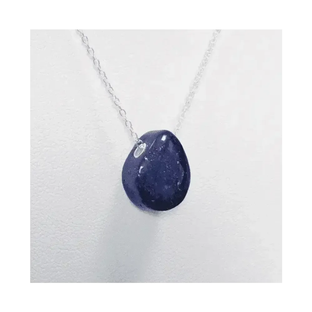 Jewelry - 925 Silver Necklaces Pierced Stone Lapis Lazuli AA 14mm - ARABESK
