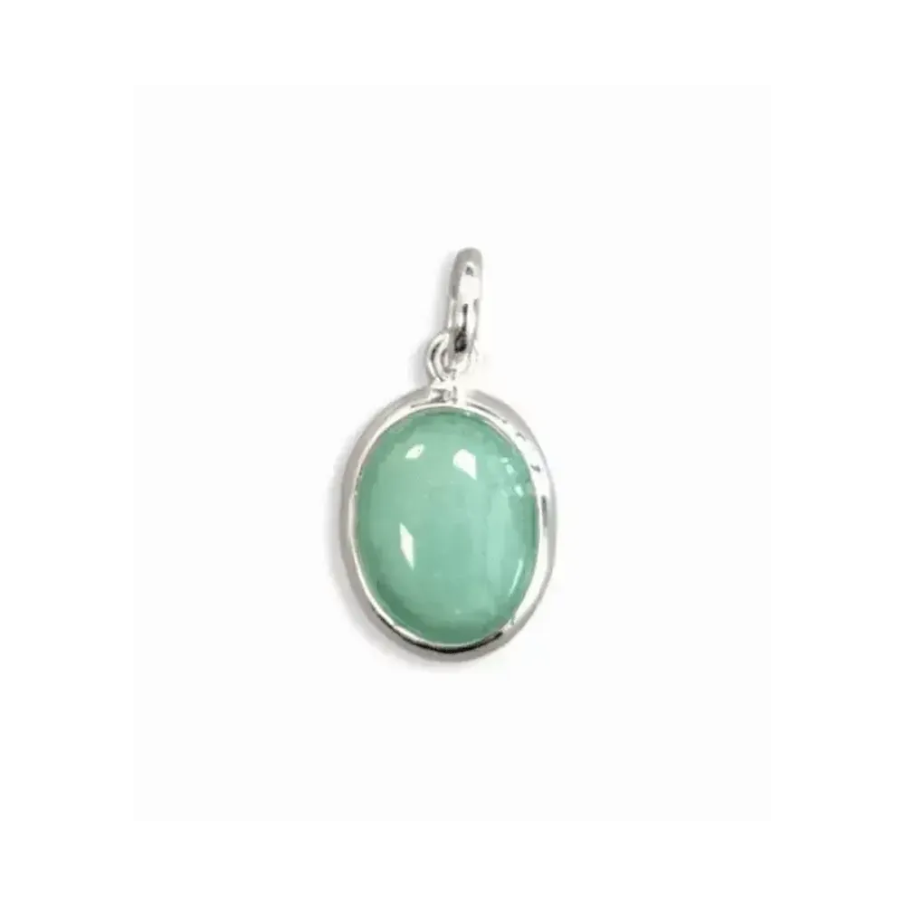 Bijoux - Pendentif Ovale Argent 925 Aventurine Verte A 13mm - ARABESK