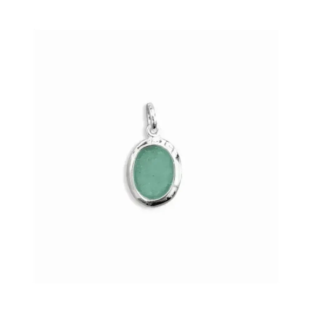 Bijoux - Pendentif Ovale Argent 925 Aventurine Verte A 13mm - ARABESK