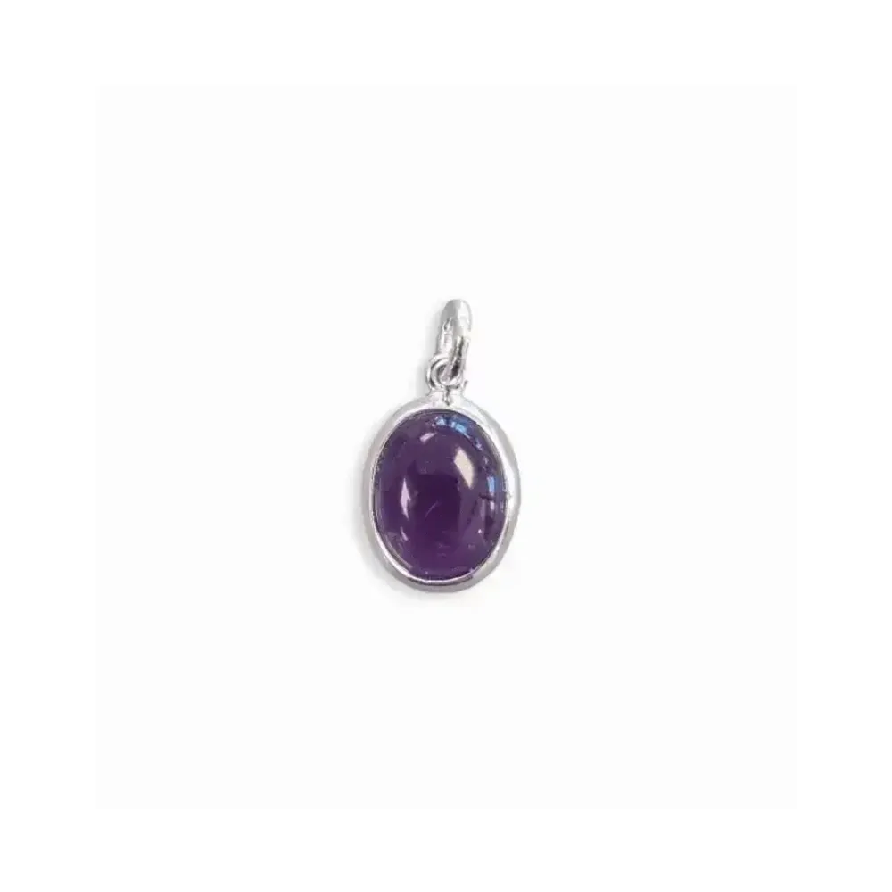 Jewelry - 925 Silver Oval Pendant Amethyst AA 13mm - ARABESK