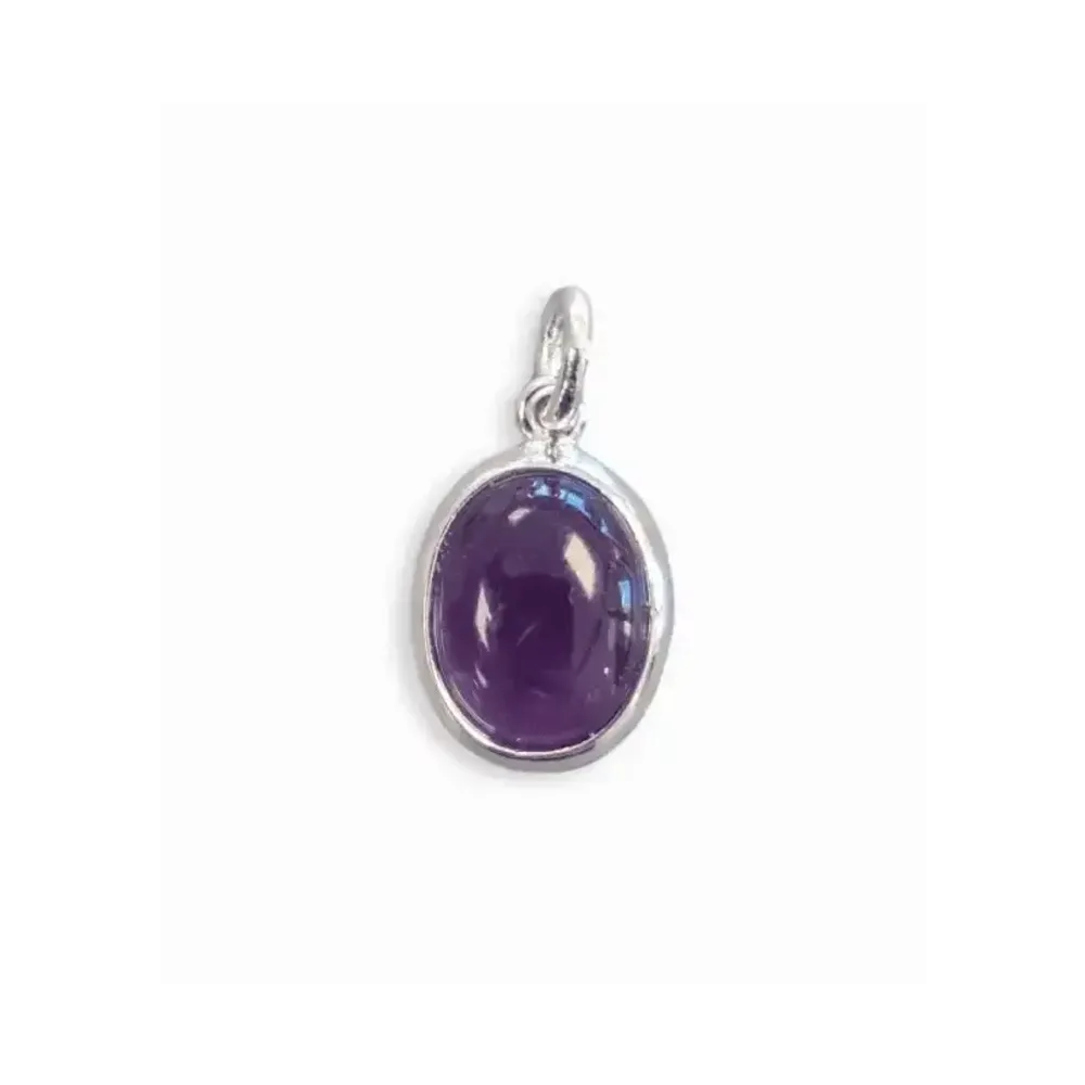 Jewelry - 925 Silver Oval Pendant Amethyst AA 13mm - ARABESK