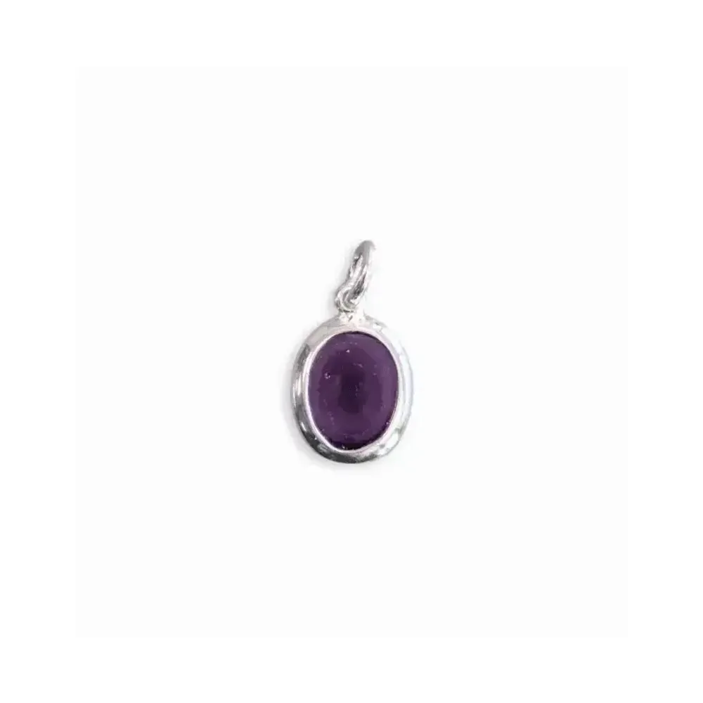 Jewelry - 925 Silver Oval Pendant Amethyst AA 13mm - ARABESK
