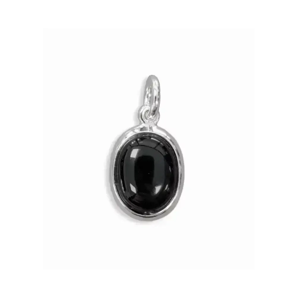 Bijoux - Pendentif Ovale Argent 925 Obsidienne Noire A 13mm - ARABESK