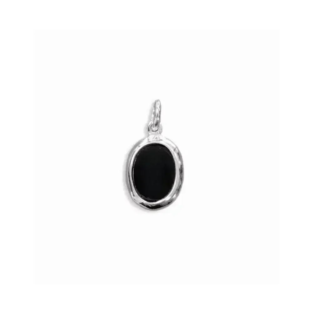 Bijoux - Pendentif Ovale Argent 925 Obsidienne Noire A 13mm - ARABESK