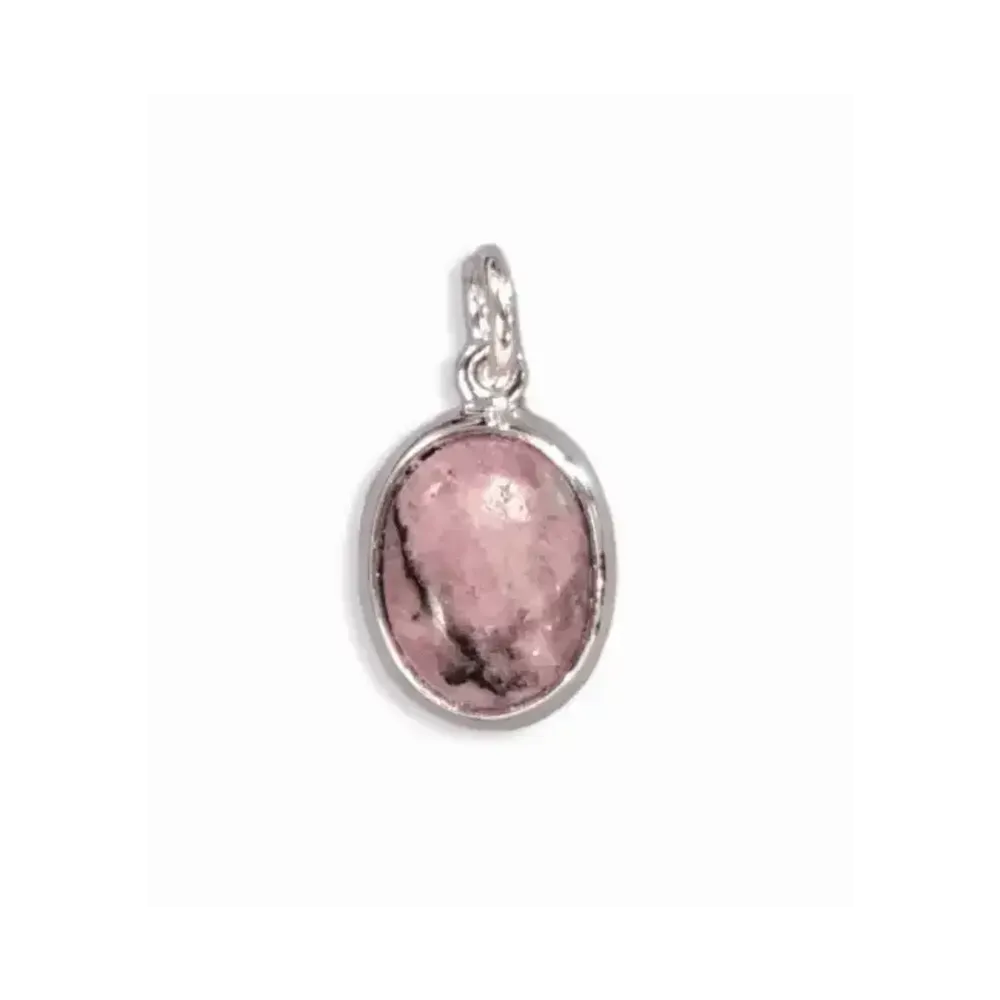 Jewelry - 925 Silver Oval Rhodonite Pendant A 13mm - ARABESK