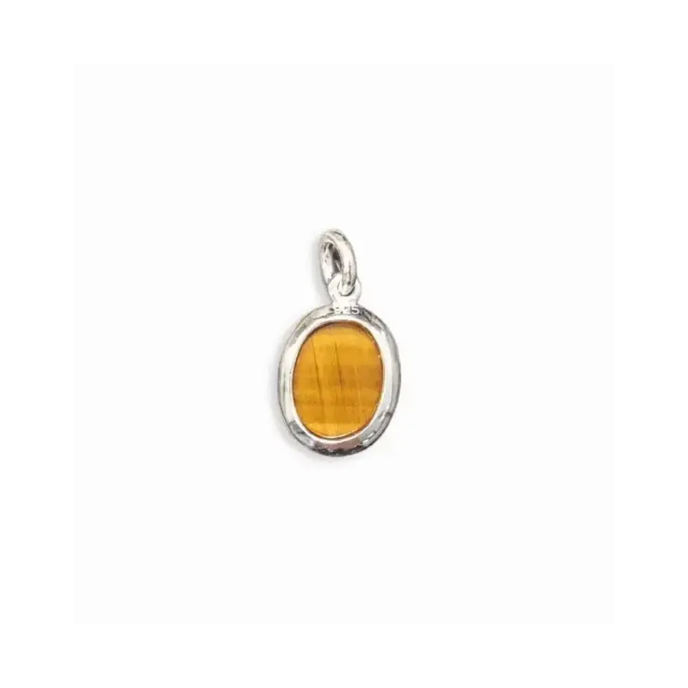 Bijoux - Pendentif Ovale Argent 925 Oeil de Tigre AA 13mm - ARABESK