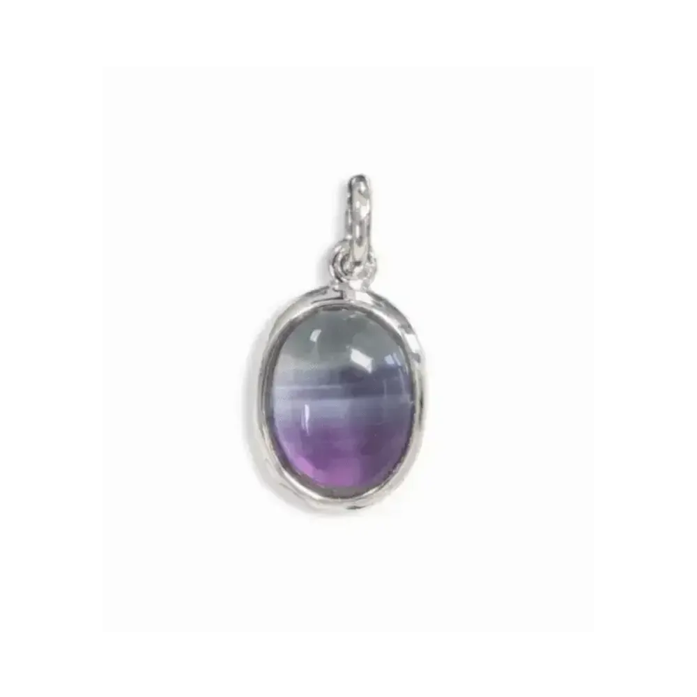 Jewelry - 925 Silver Oval Pendant Fluorite AA 13mm - ARABESK