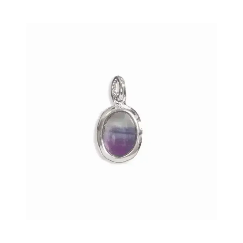 Jewelry - 925 Silver Oval Pendant Fluorite AA 13mm - ARABESK
