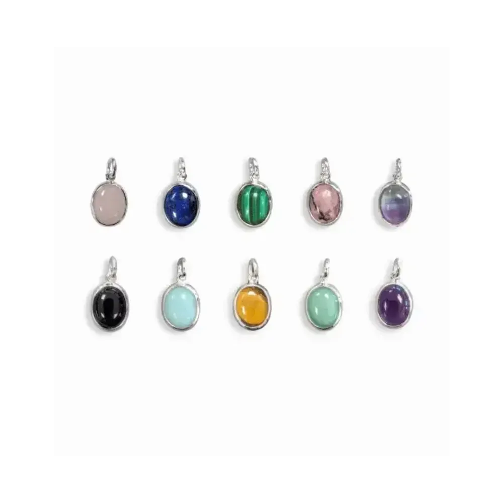 Jewelry - 925 Silver Oval Malachite Pendant AAA 13mm - ARABESK