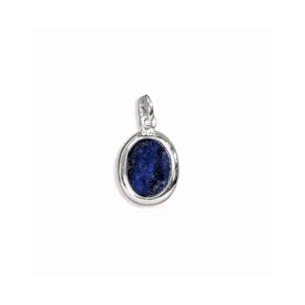 Jewelry - 925 Silver Oval Pendant Lapis Lazuli AA 13mm - ARABESK