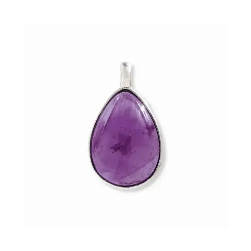 Bijoux - Pendentif Goutte Argent 925 Amethyste AA 23.5mm - ARABESK