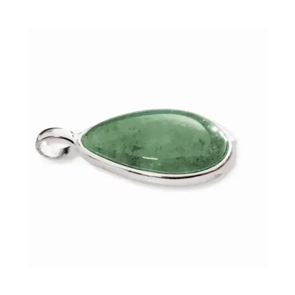Bijoux - Pendentif Goutte Argent 925 Aventurine Verte A 23.5mm - ARABESK