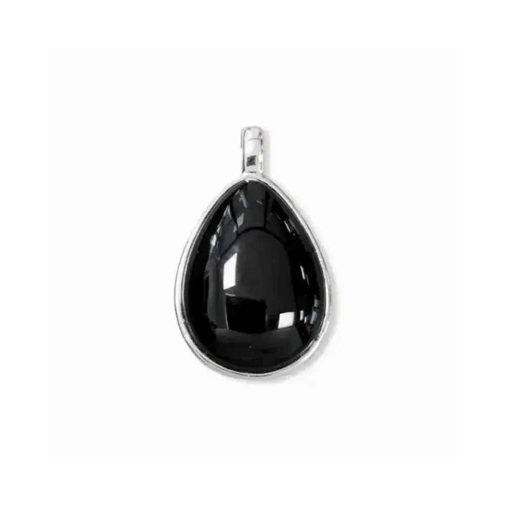 Bijoux - Pendentif Goutte Argent 925 Obsidienne Noire AA 23.5mm - ARABESK