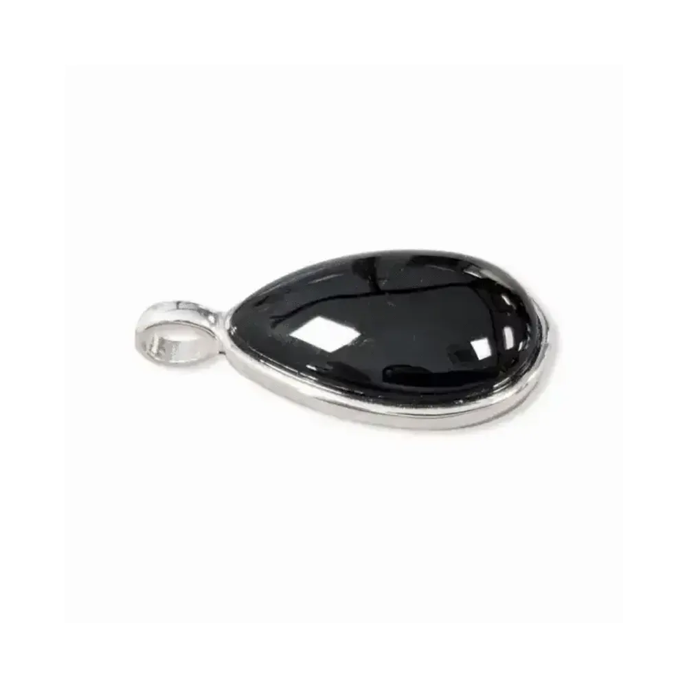 Bijoux - Pendentif Goutte Argent 925 Obsidienne Noire AA 23.5mm - ARABESK