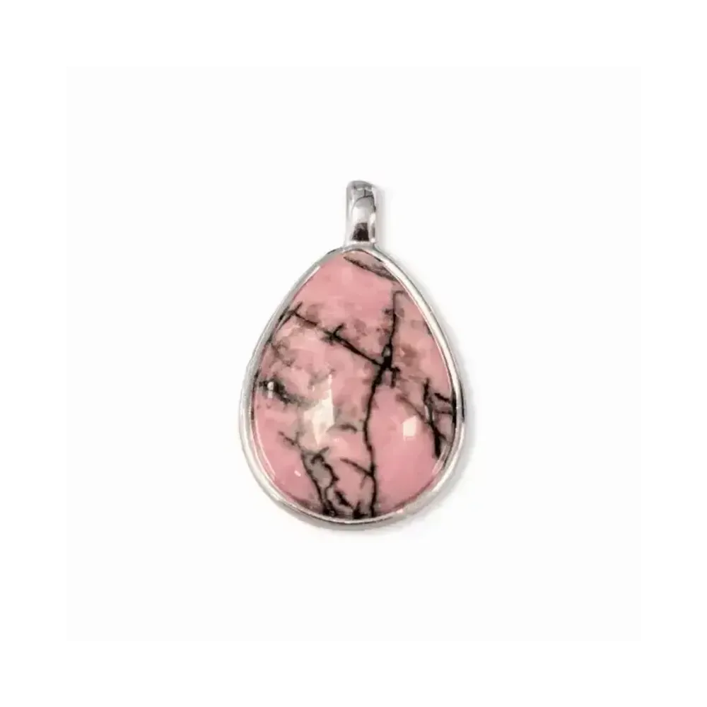 Bijoux - Pendentif Goutte Argent 925 Rhodonite A 23.5mm - ARABESK