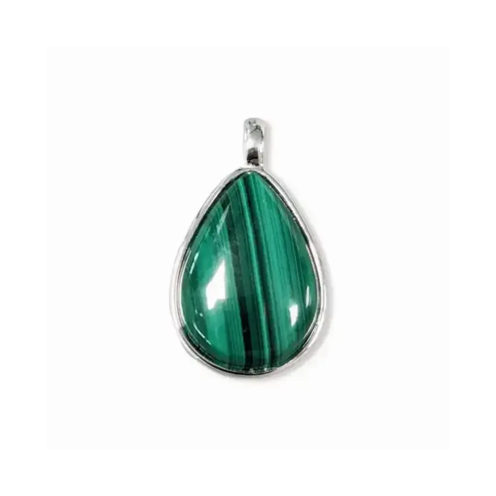 Bijoux - Pendentif Goutte Argent 925 Malachite AAA 23.5mm - ARABESK