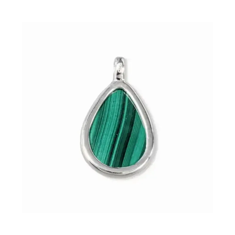 Bijoux - Pendentif Goutte Argent 925 Malachite AAA 23.5mm - ARABESK