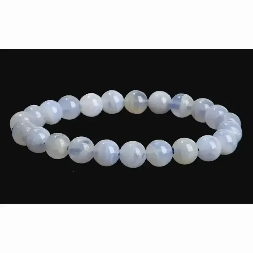 Bracelets - Ribboned Blue Chalcedony A Bracelet 8mm beads - ARABESK