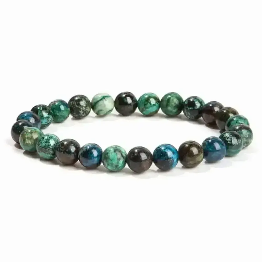 Bracelets - A Natural Malachite Azurite Bracelet beads 7-8mm - ARABESK
