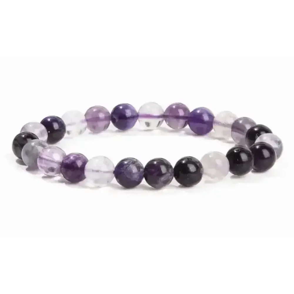 Bracelets - Violet Fluorite bracelet beads 8mm - ARABESK