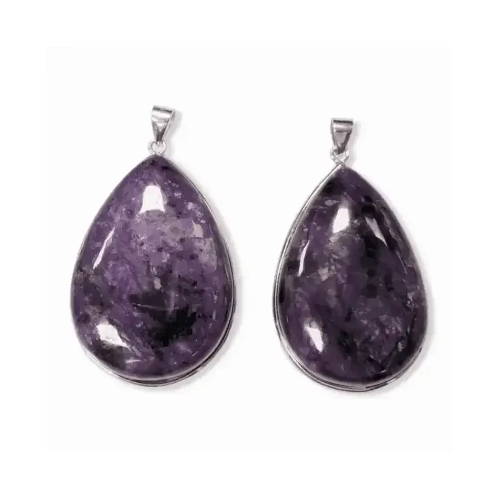 Jewelry - 925 Silver Charoite AA Pendant 2 pieces 24.07g - ARABESK