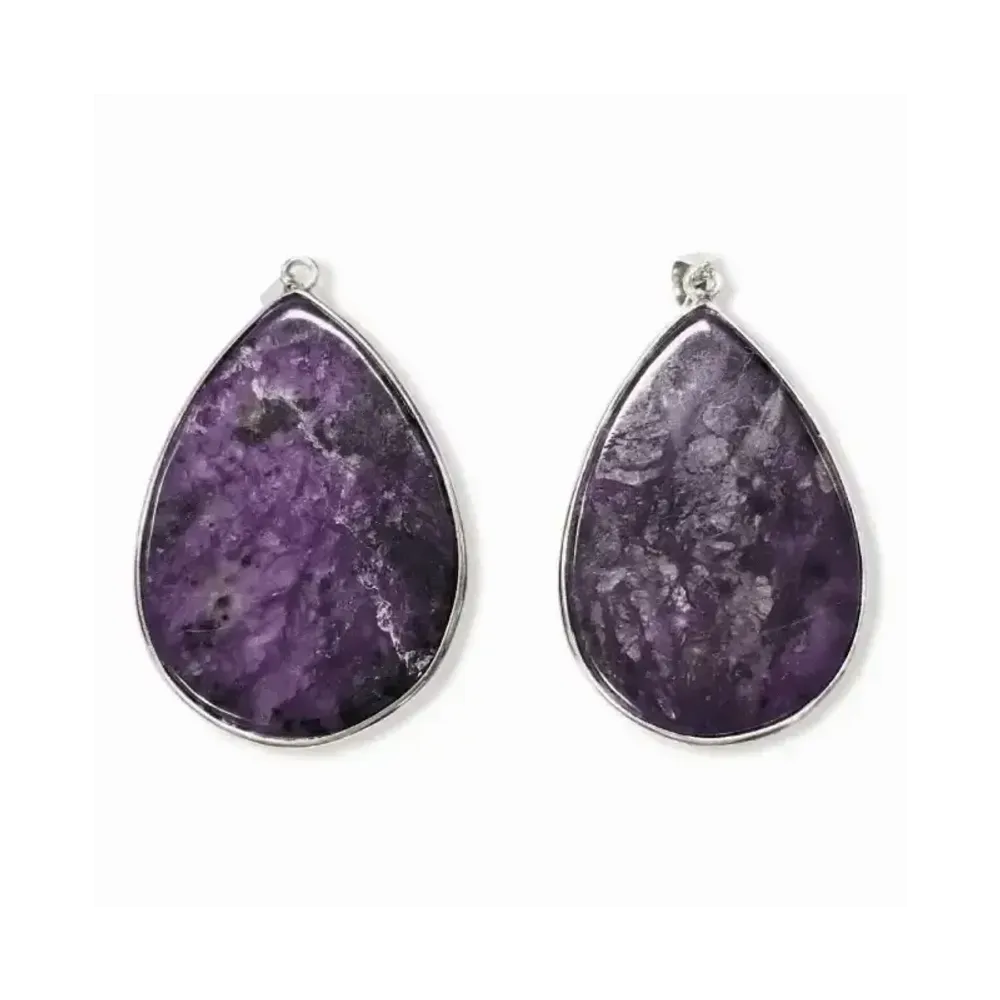 Jewelry - 925 Silver Charoite AA Pendant 2 pieces 24.07g - ARABESK