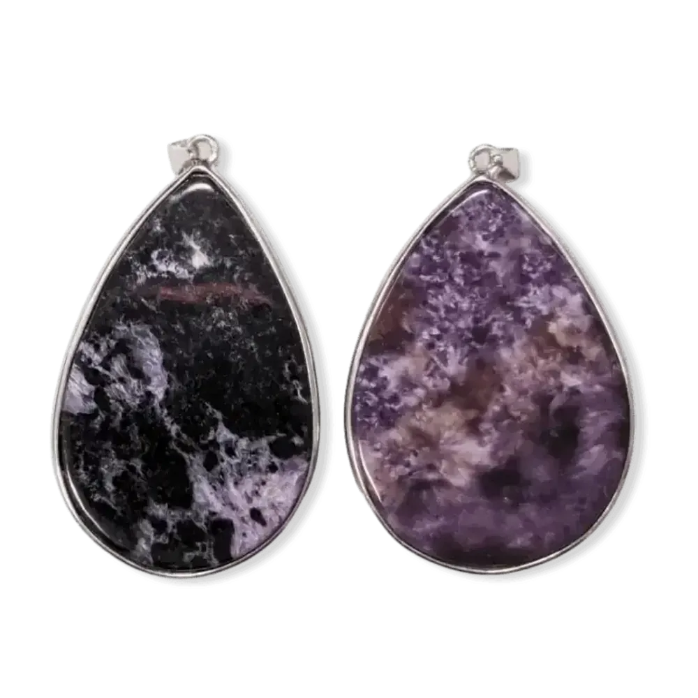 Jewelry - 925 Silver Charoite AA Pendant 2 pieces 24.23g - ARABESK
