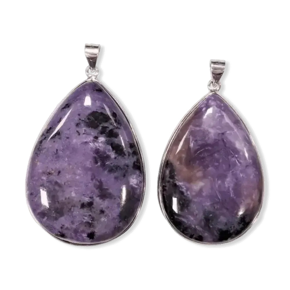 Jewelry - 925 Silver Charoite AA Pendant 2 pieces 23.83g - ARABESK