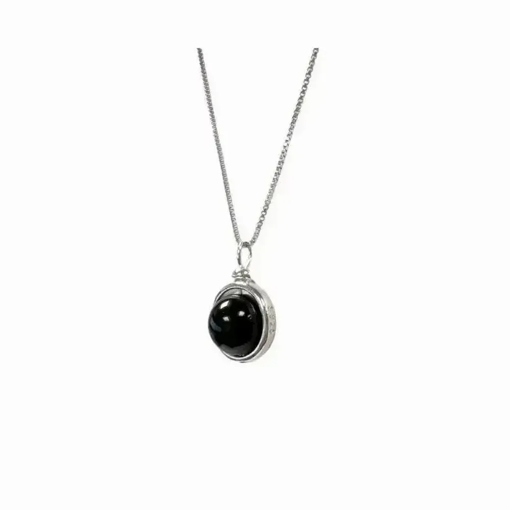 Jewelry - 925 Silver Necklace with Black Onyx Ball Pendant A 10mm - ARABESK