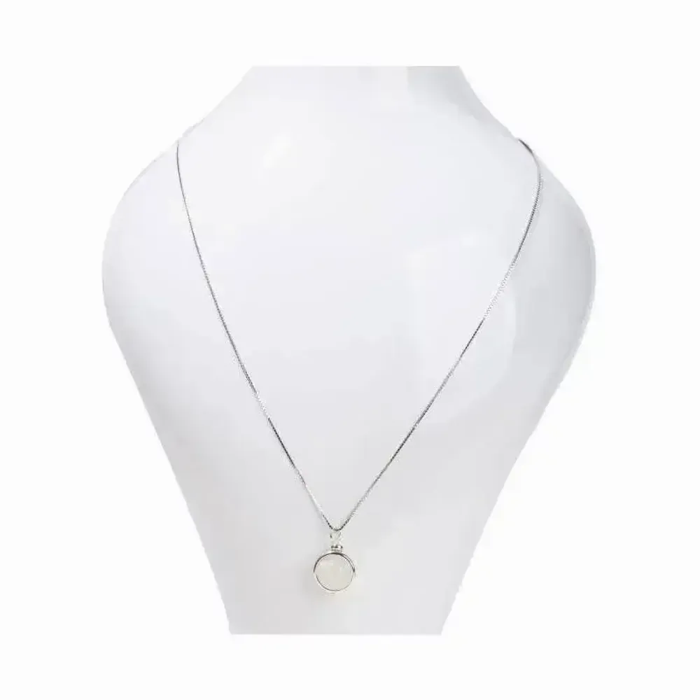 Bijoux - Collier Argent 925 avec Pendentif Pierre de Lune Blanche A 10mm - ARABESK