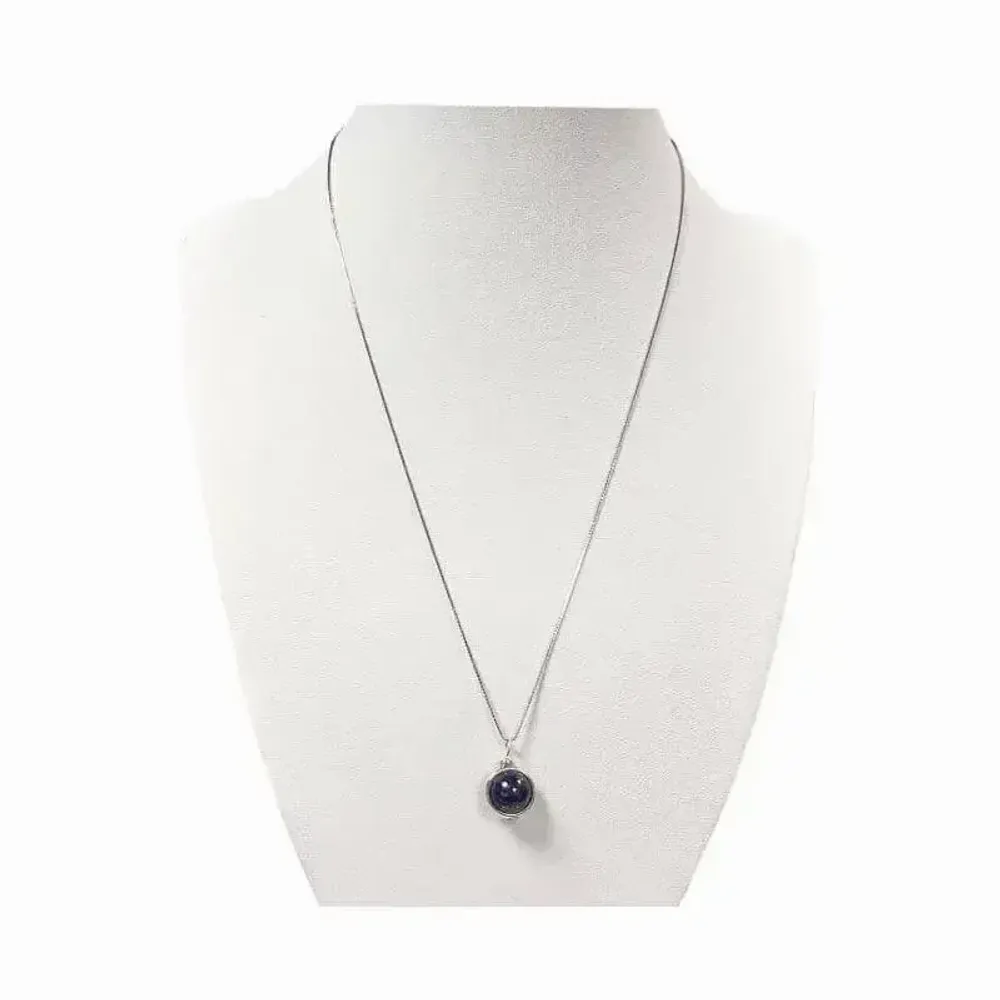 Bijoux - Collier Argent 925 avec Pendentif Boule Lapis Lazuli AA 10mm - ARABESK