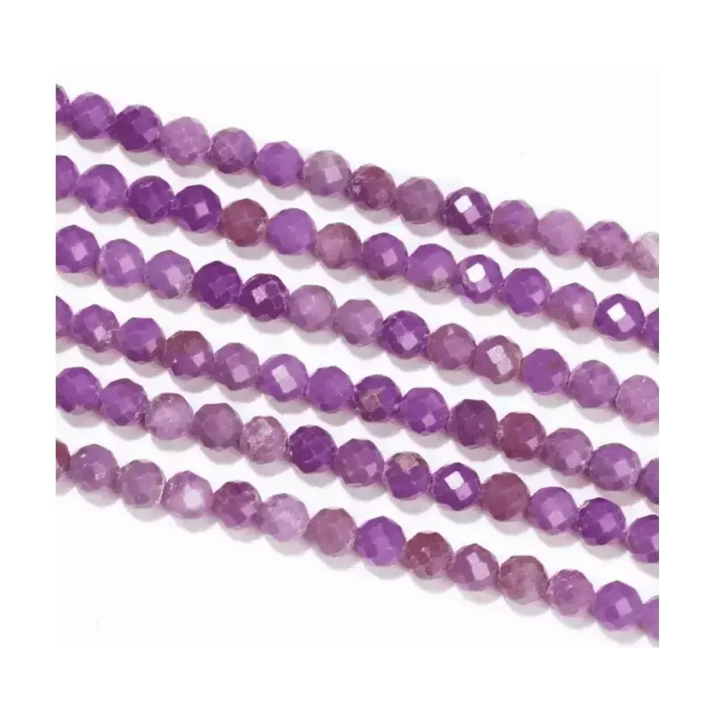Bijoux - Lépidolite Mica Mauve Facettée AA perles 3mm sur fil 40cm - ARABESK